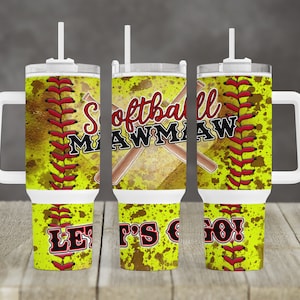 Softball mawmaw design 40 oz 2 piece Tumbler Sublimation Template Digital Download PNG Sports bats Softball tumbler mom