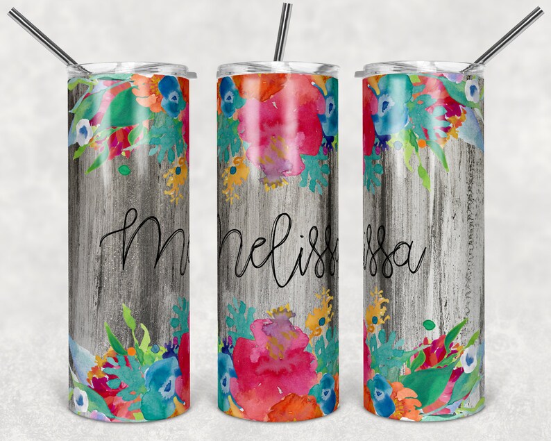 Download 20 oz Skinny Tumbler Bright Floral Sublimation Design ...