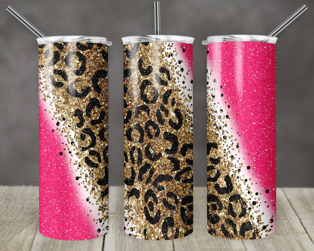 20 Oz Skinny Tumbler Sublimation Design Template Glitter Gold Hot Pink ...