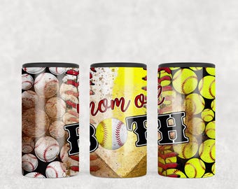 Sublimation Regular 4 in 1 Can Cooler Cooler Design Mom Softball Baseball Sublimation Design Digital Download PNG DIGITAL mom of both