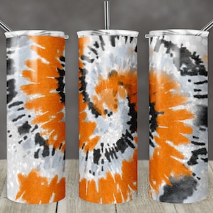 20 oz Skinny Tumbler TieDye Tie Dye Glitter Orange Black Silver Sublimation Design Digital Download PNG Instant DIGITAL ONLY rts tumblers
