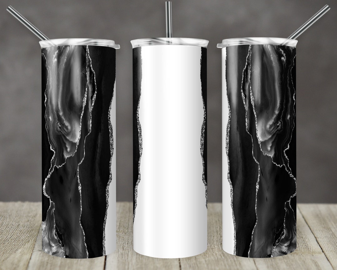 20 Oz Skinny Tumbler Sublimation Template Agate Black Milky Way ...