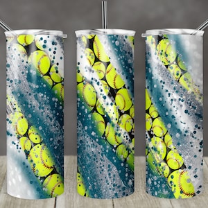 20 oz Skinny Tumbler Milkyway Softball Sublimation Grey Teal Design Digital Download PNG Instant DIGITAL ONLY rts tumblers Tamara