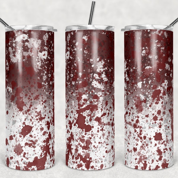 20 oz Skinny Tumbler Sublimatie Design Template Maroon White Power Wash Toevoegen School Logo Straight Warped Design Digital Download PNG