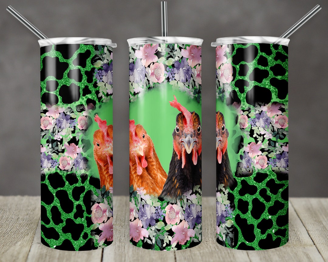20 Oz Skinny Tumbler Sublimation Cow Print Glitter Floral Funny Farm ...