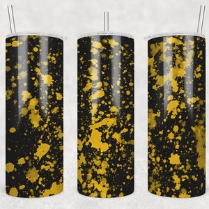 20 oz Skinny Tumbler Sublimation Design Template Black Gold Power Wash Add School Logo Straight Design Digital Download PNG