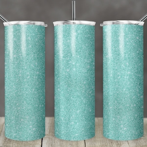 20 oz Skinny Tumbler Sublimation Design Template Glitter Seafoam Sea Foam Green Blue Straight Design Digital Download PNG