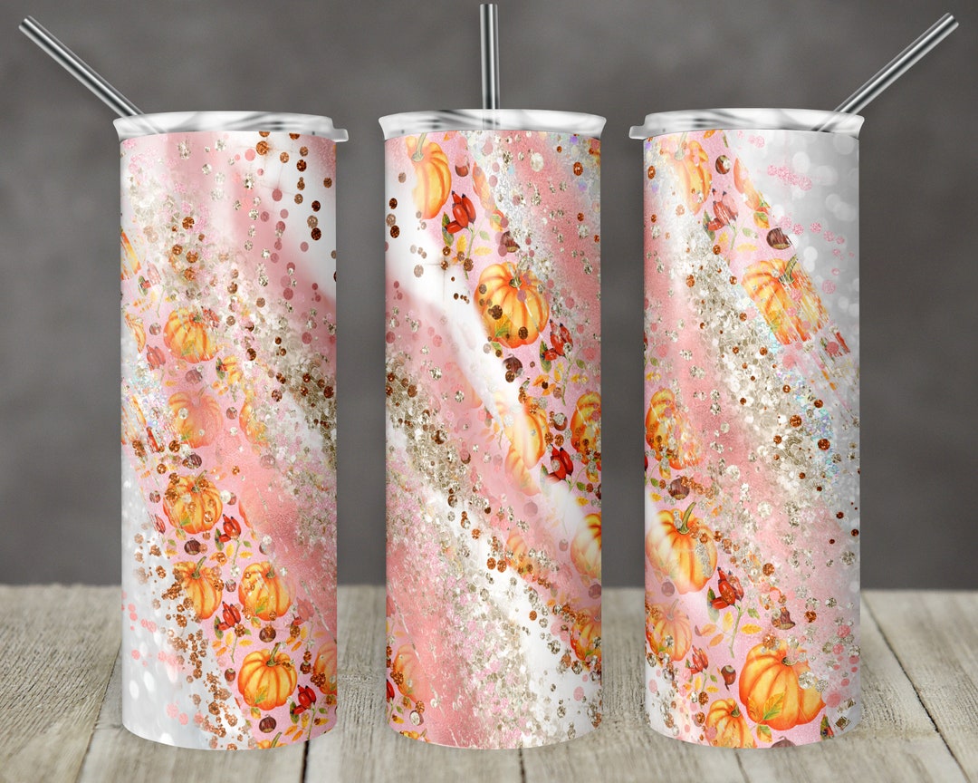 20 Oz Skinny Tumbler Sublimation Design Template Glitter Milky Way Pink ...