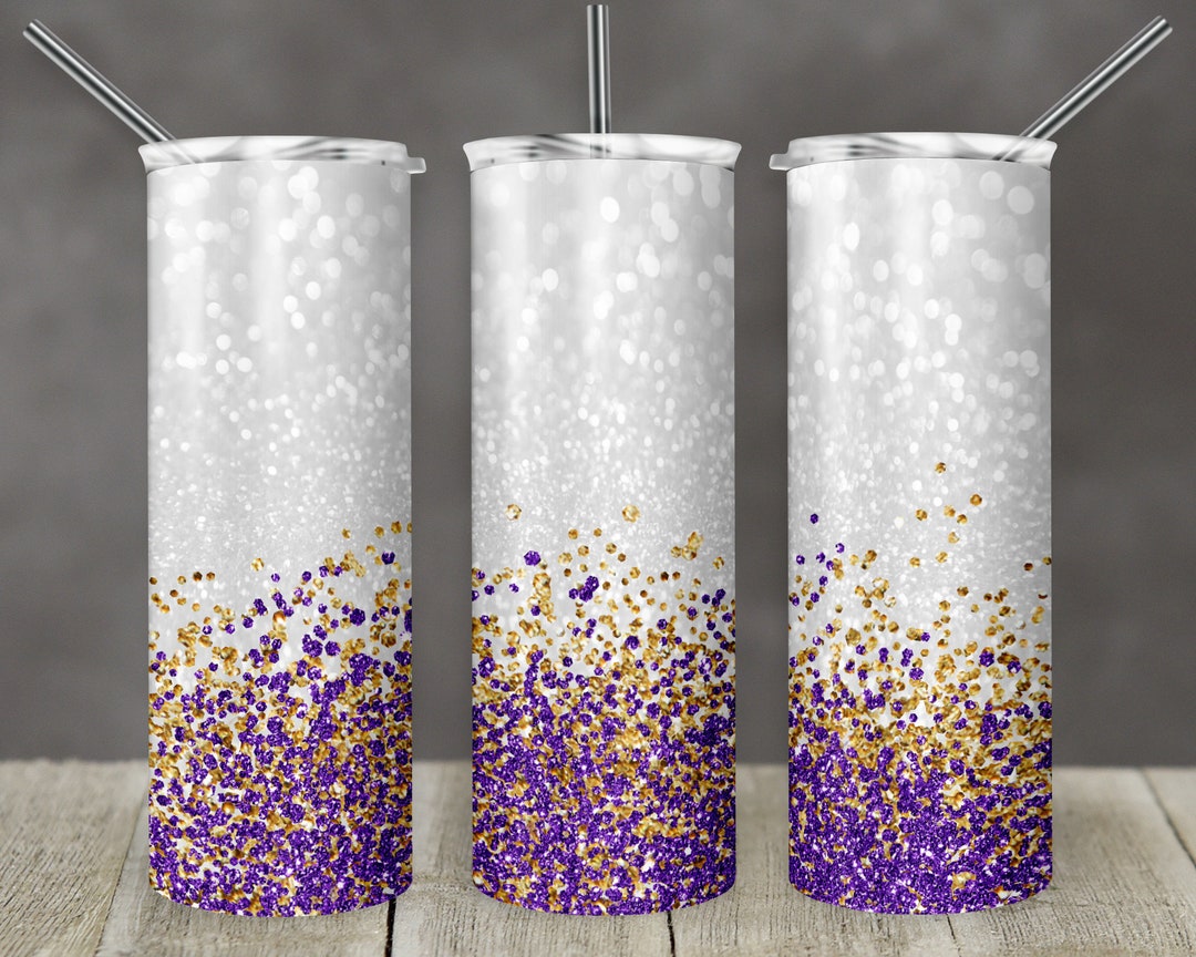 20 Oz Skinny Tumbler Sublimation Design Template Glitter Confetti ...