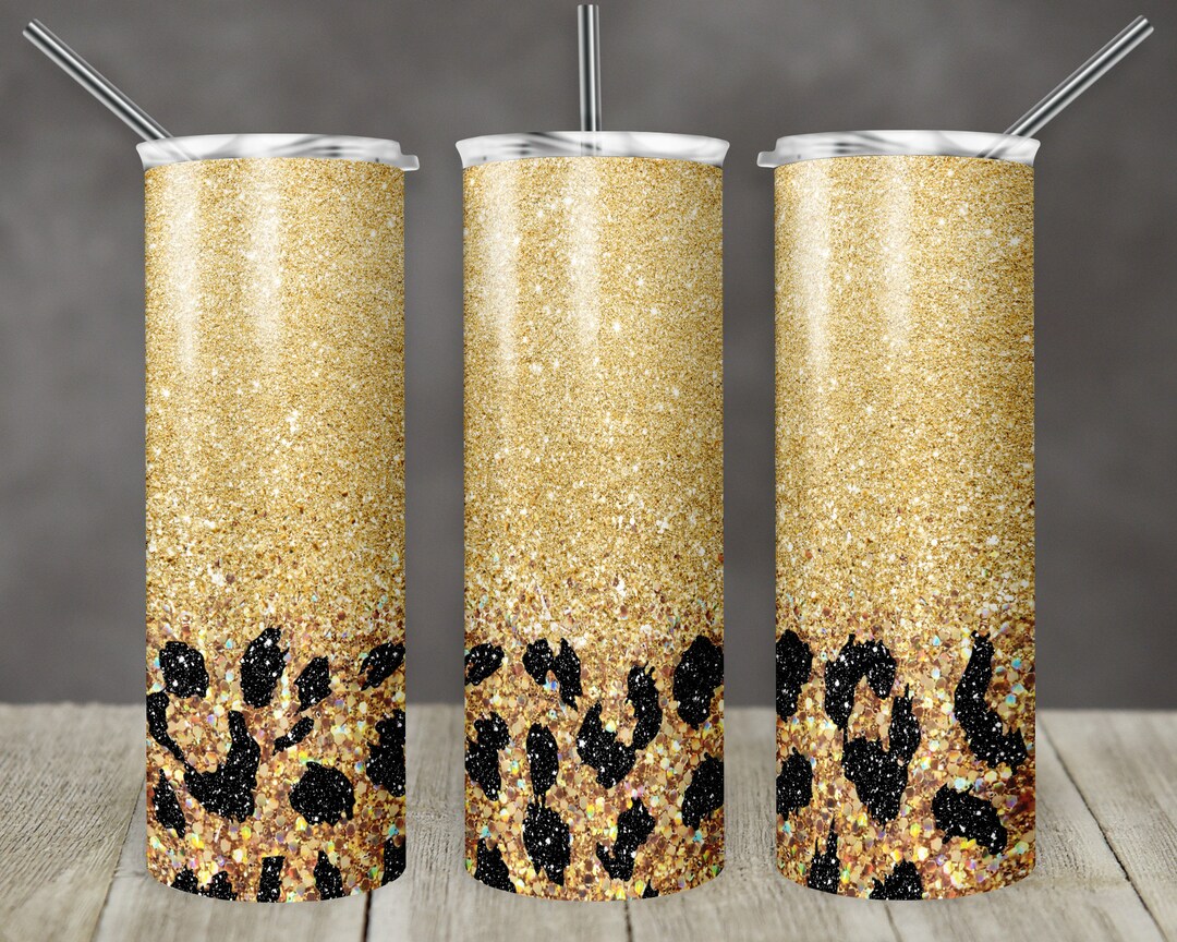 20 Oz Skinny Tumbler Sublimation Design Template Glitter Gold Gold ...