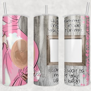 20 oz Skinny Tumbler Picture Frame Tumbler Pregnant Mulatto Baby Photo Mom Sublimation Design PNG Instant DIGITAL ONLY rts tumblers Tamara
