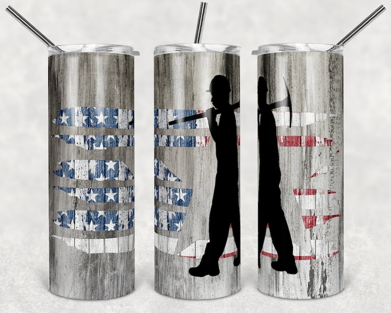 Download 20 oz Skinny Tumbler Coal Miner Us Flag Sublimation Design ...