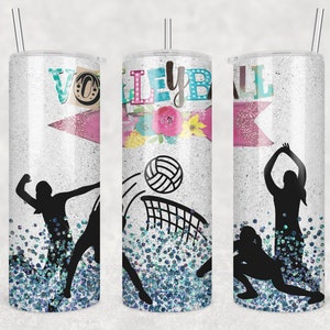 20 oz Skinny Tumbler Glitter Girls Volleyball Sublimation Design  Digital Download PNG Instant DIGITAL ONLY rts tumblers Tamara