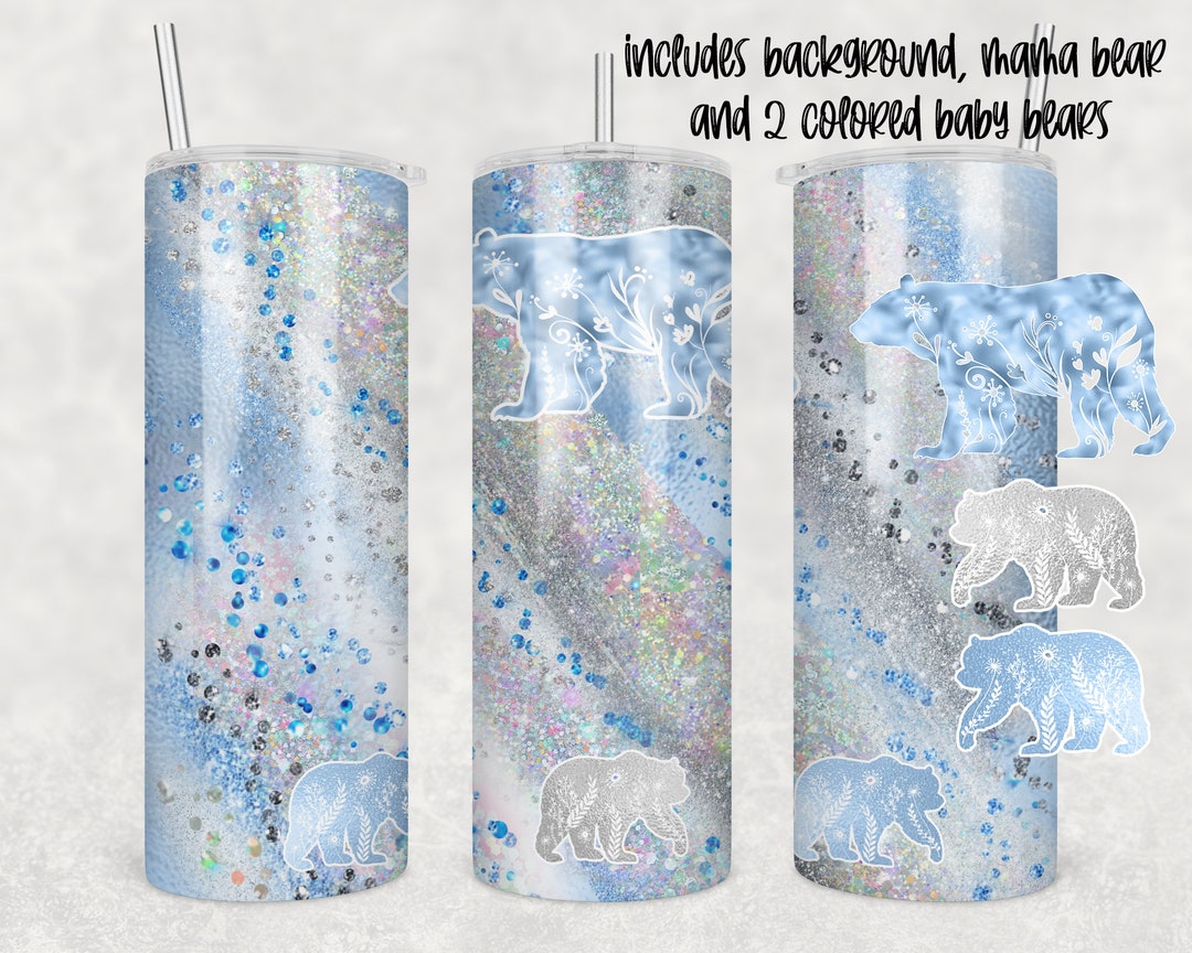 20 Oz Skinny Tumbler Sublimation Design Mama Bear Milky Way Blues Add ...
