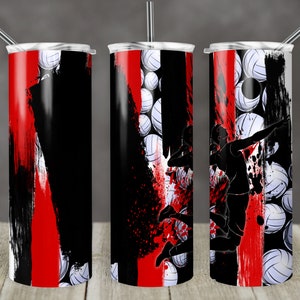 20 oz Skinny Tumbler Milky way Volleyball Place For Name Red Black Sublimation Design Template Digital Download PNG Instant DIGITAL ONLY