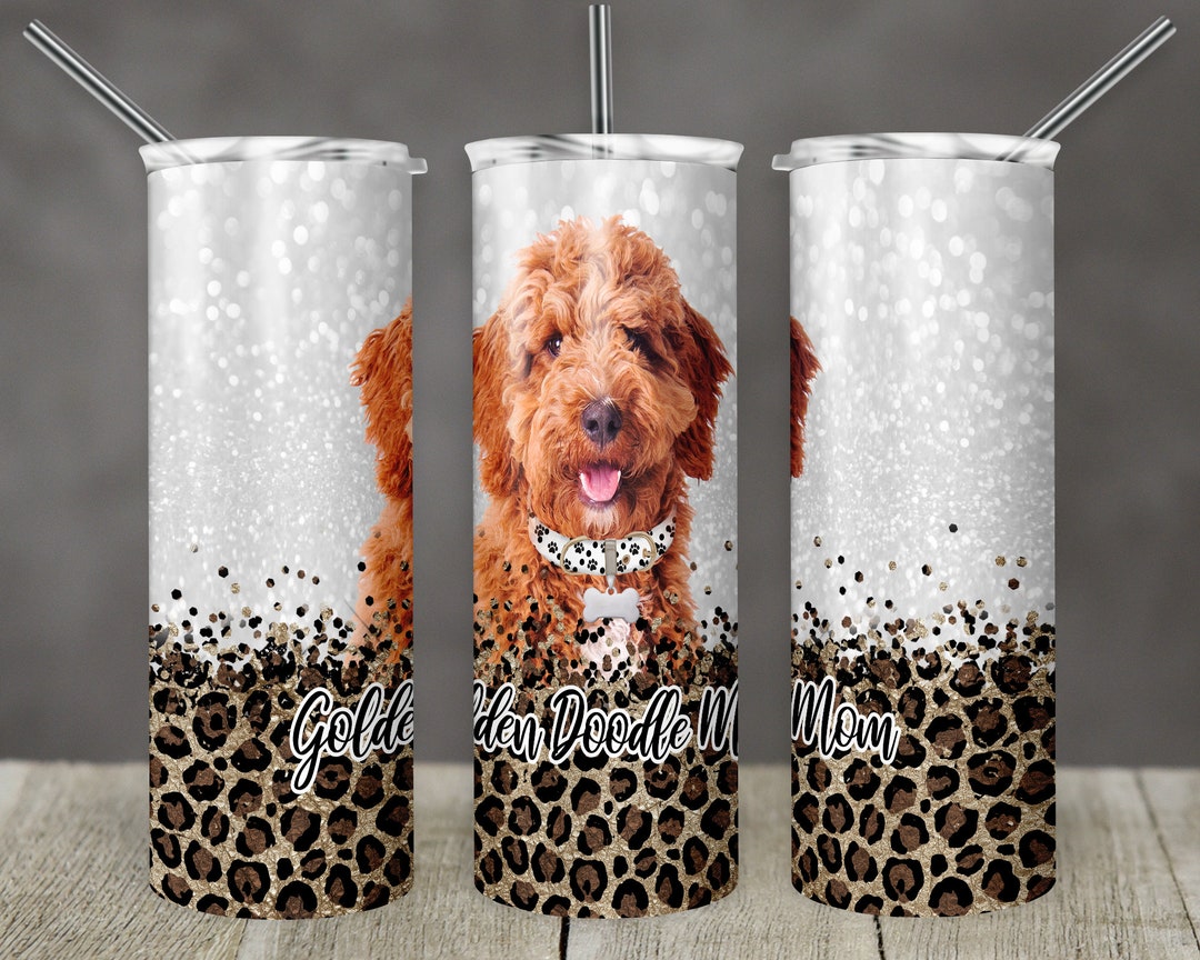 20 Oz Skinny Tumbler Sublimation Golden Doodle Dog Mom Glitter and ...