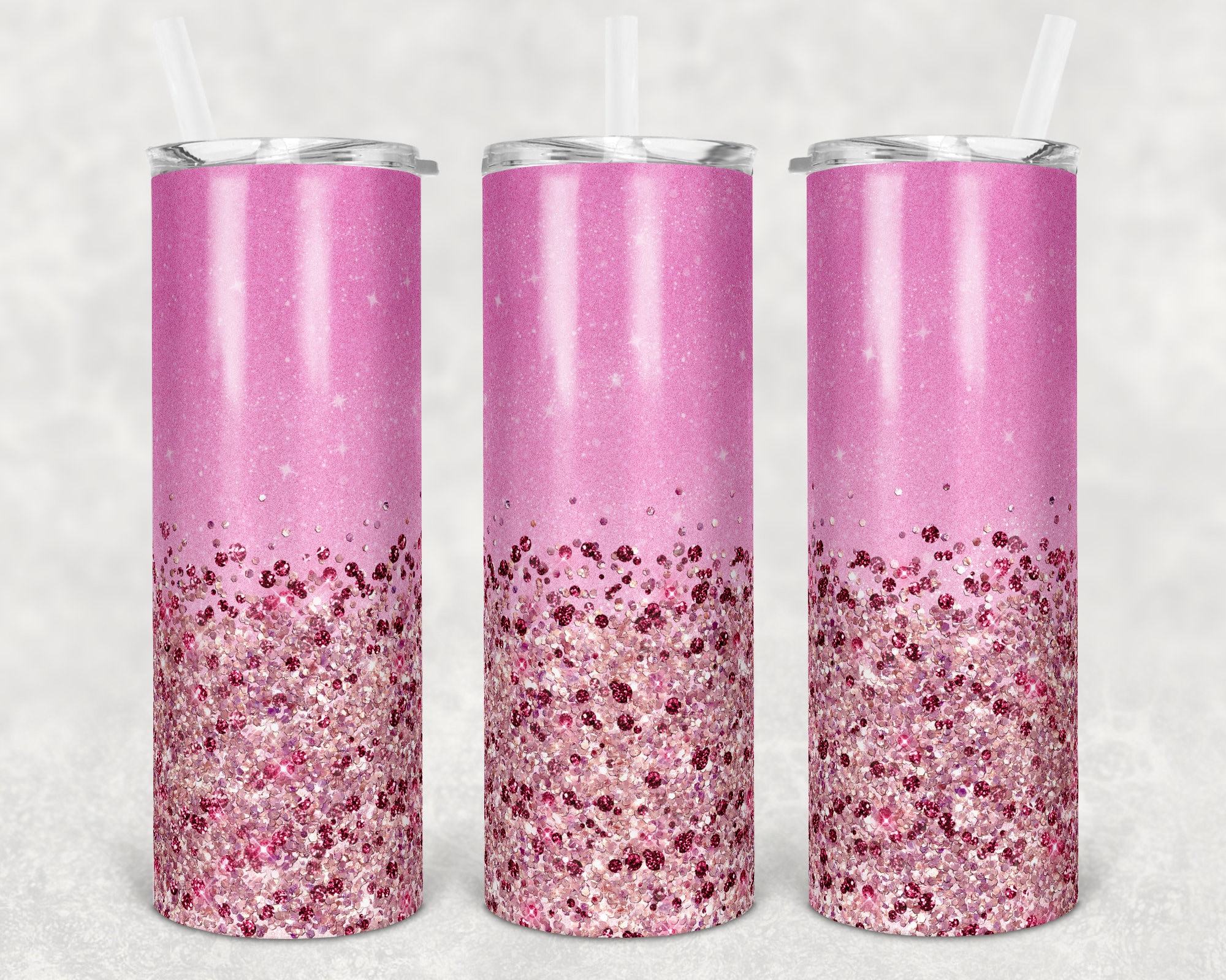 20 Oz Skinny Tumbler Sublimation Design Template Glitter Ombre Pink ...