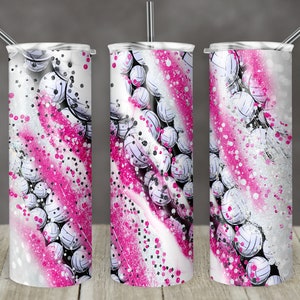 20 oz Skinny Tumbler Sublimation Template Milky Way Glitter Sports Volleyball Pink Straight Design Digital Download PNG tumblers