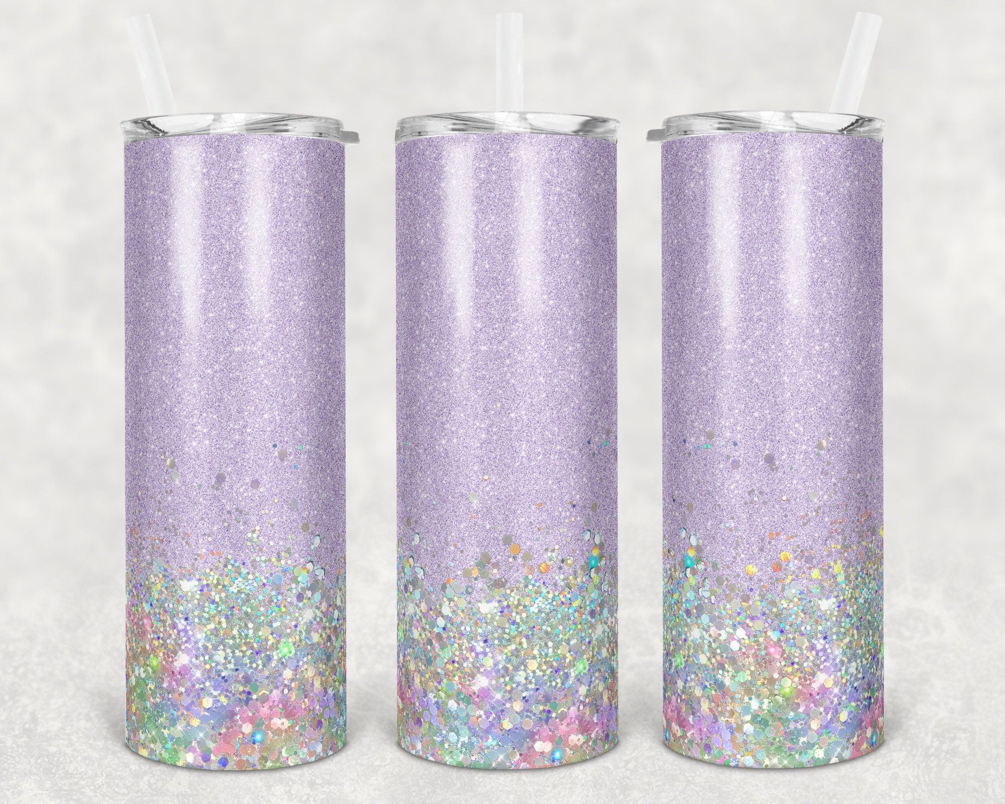 20 Oz Skinny Tumbler Sublimation Design Template Glitter Lavender ...