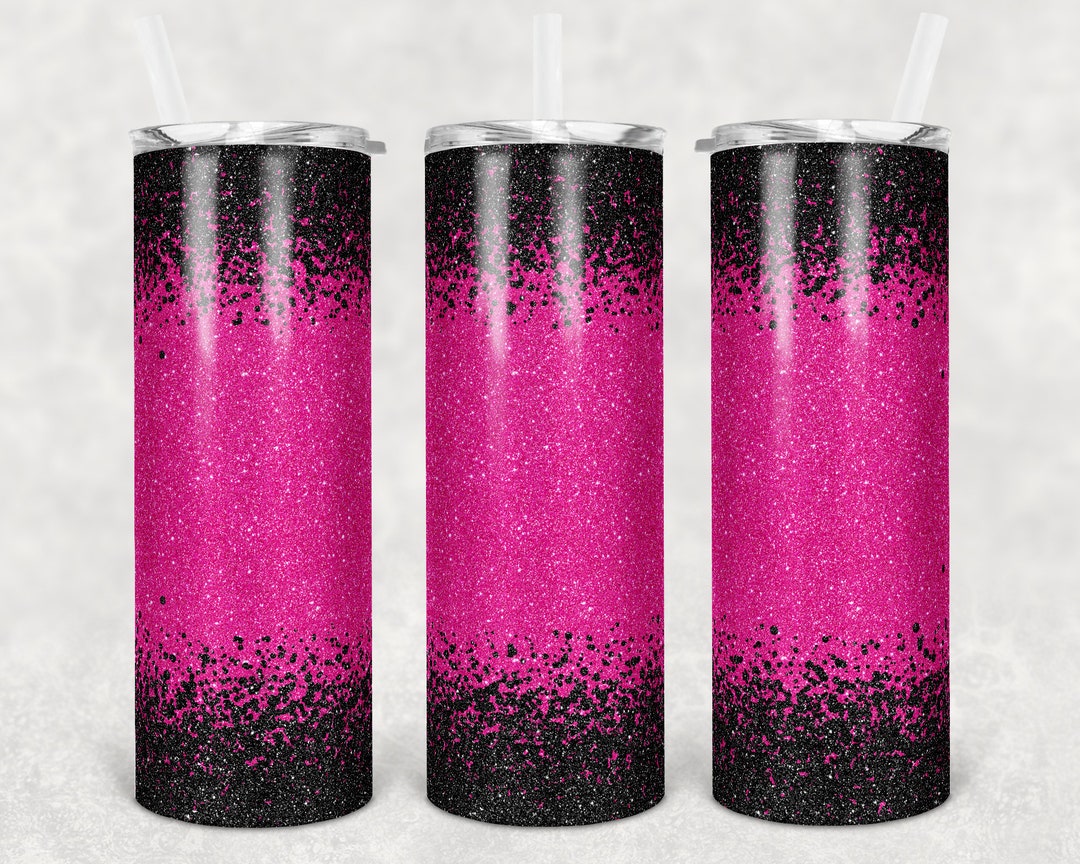 20 Oz Skinny Tumbler Sublimation Design Template Glitter Confetti Pink ...