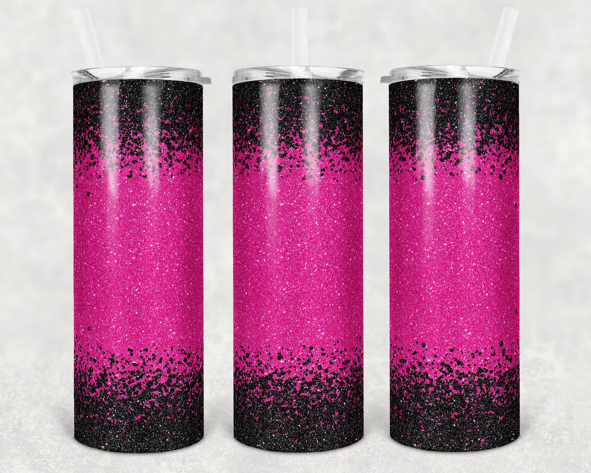20 Oz Skinny Tumbler Sublimation Design Template Glitter Confetti Pink ...