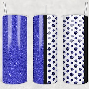 20 oz Skinny Tumbler Sublimation Template Royal Blue Glitter Paw Straight Design Digital Download PNG tumblers Tamara