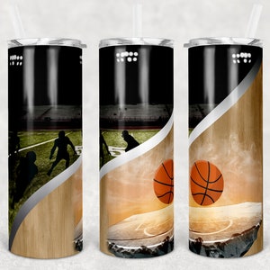 20 oz Skinny Tumbler Football and Basketball Sublimation Design  Digital Download PNG Instant DIGITAL ONLY rts tumblers Tamara