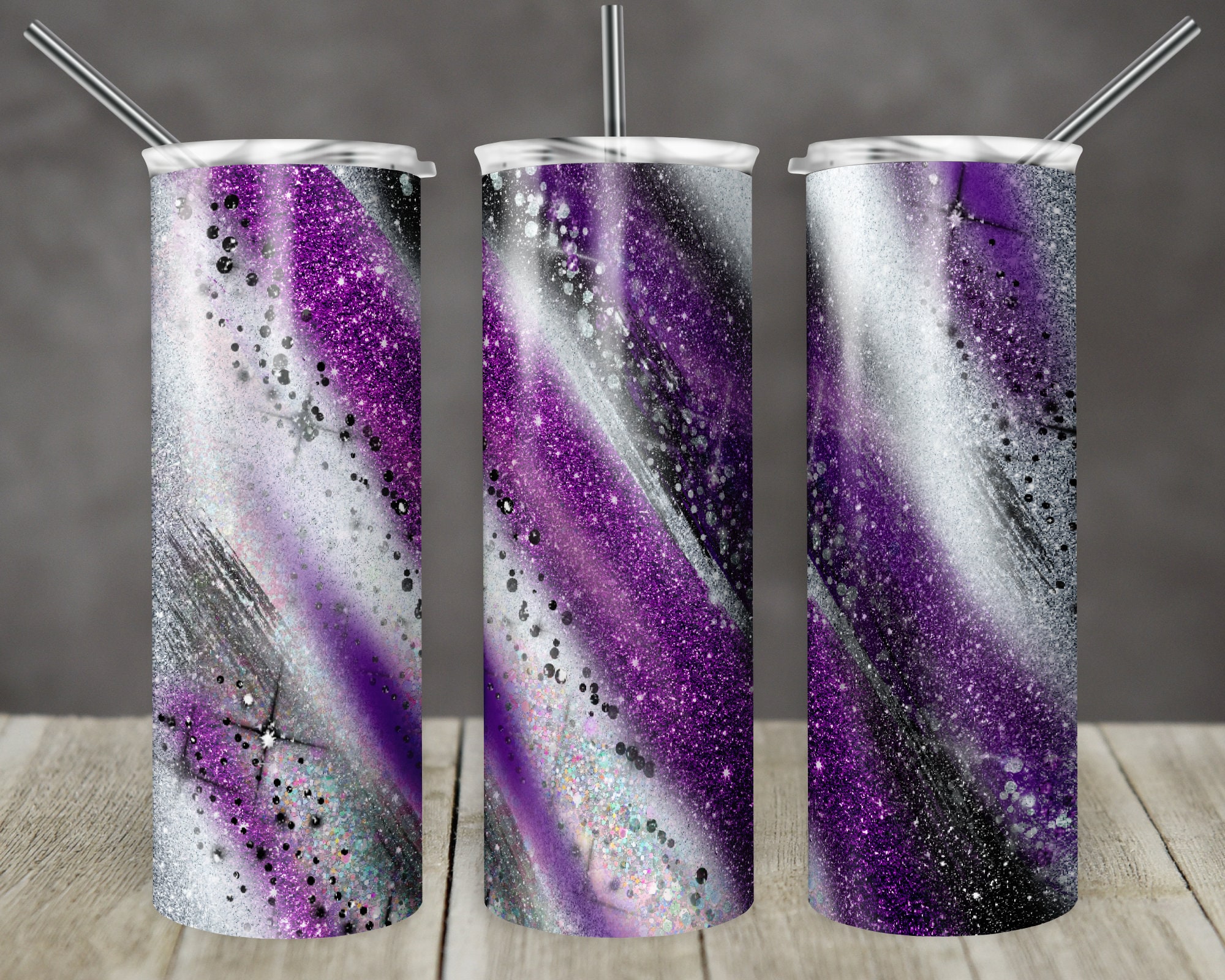 20 Oz Skinny Tumbler Sublimation Template Agate Milky Way Purple Black ...