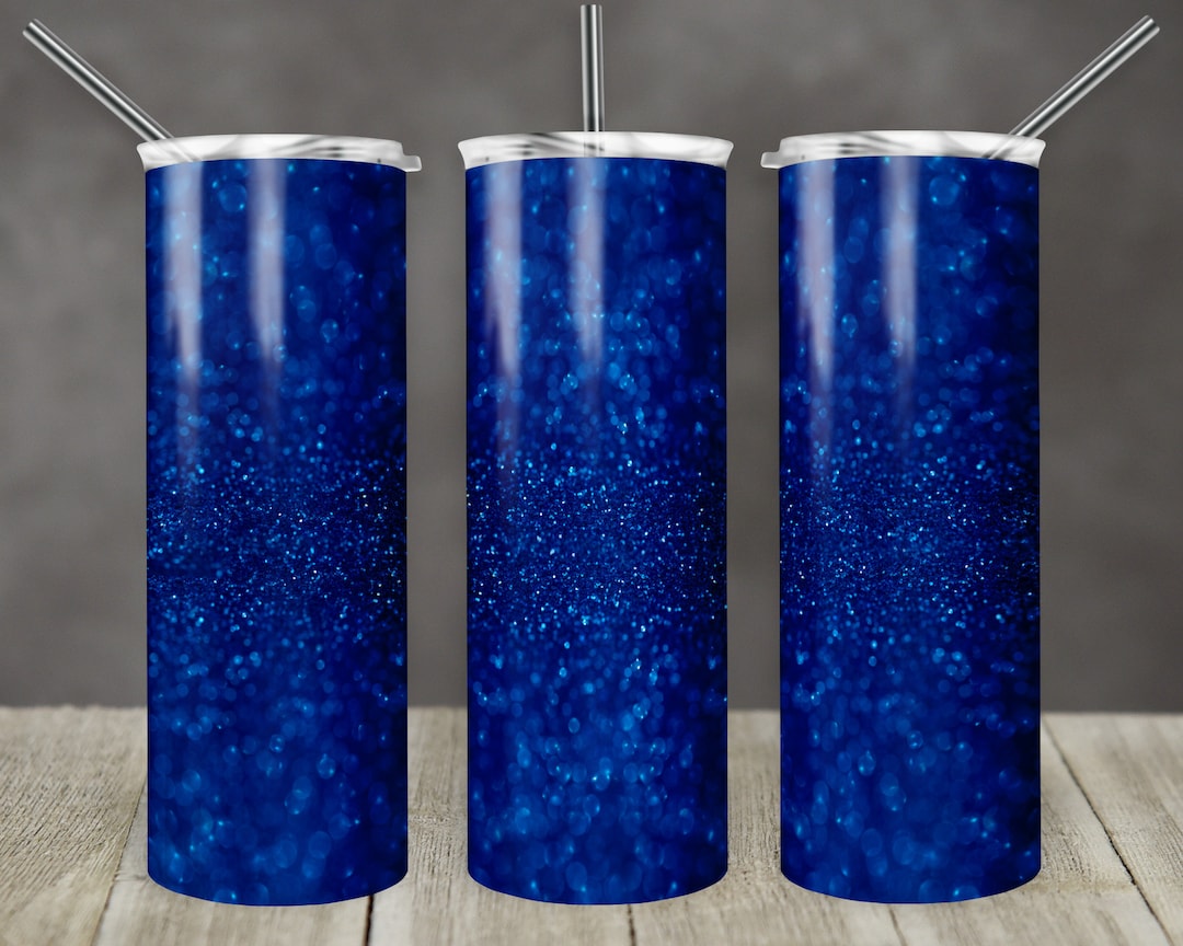 20 Oz Skinny Tumbler Sublimation Design Template Royal Blue Glitter ...