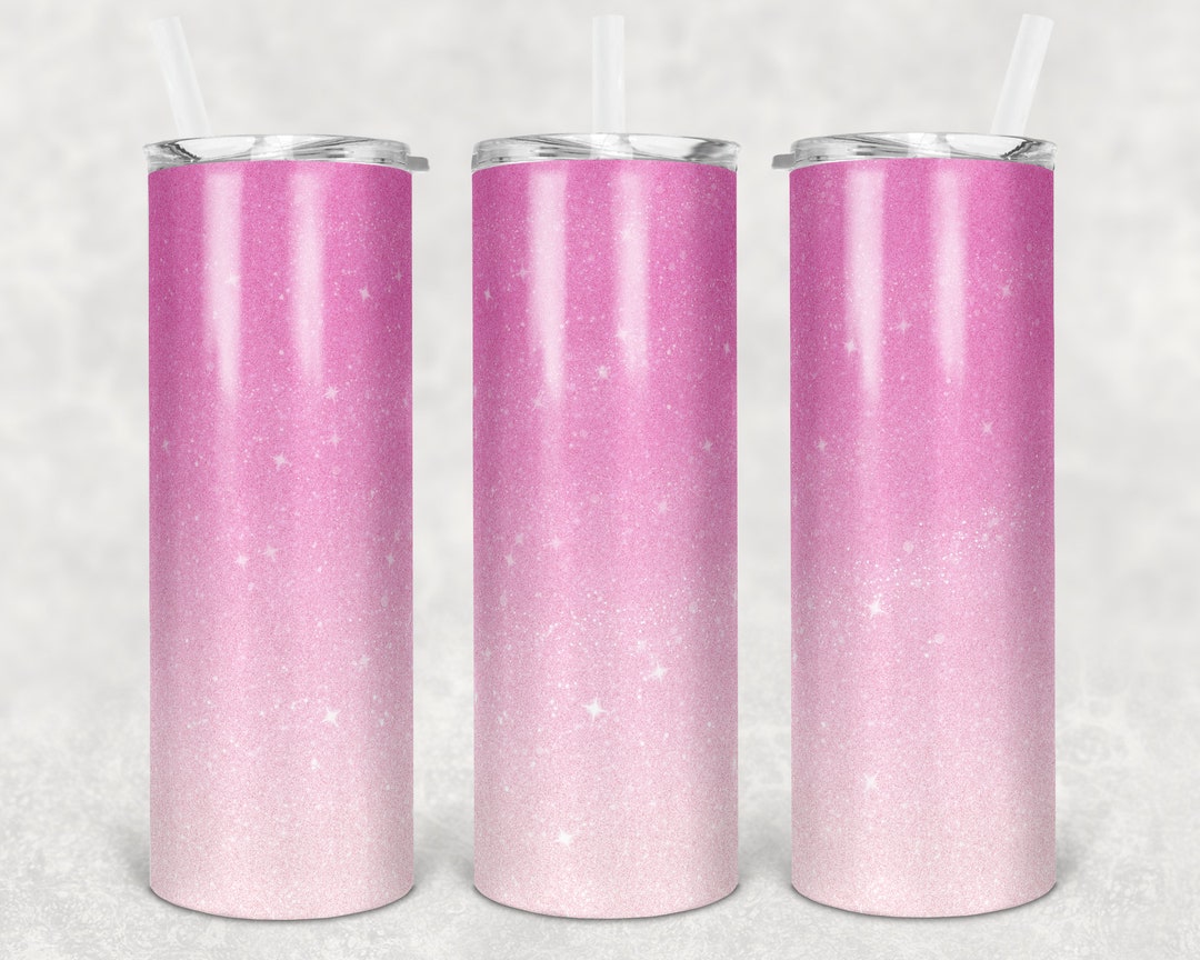 20 Oz Skinny Tumbler Sublimation Design Template Glitter Ombre Pink ...