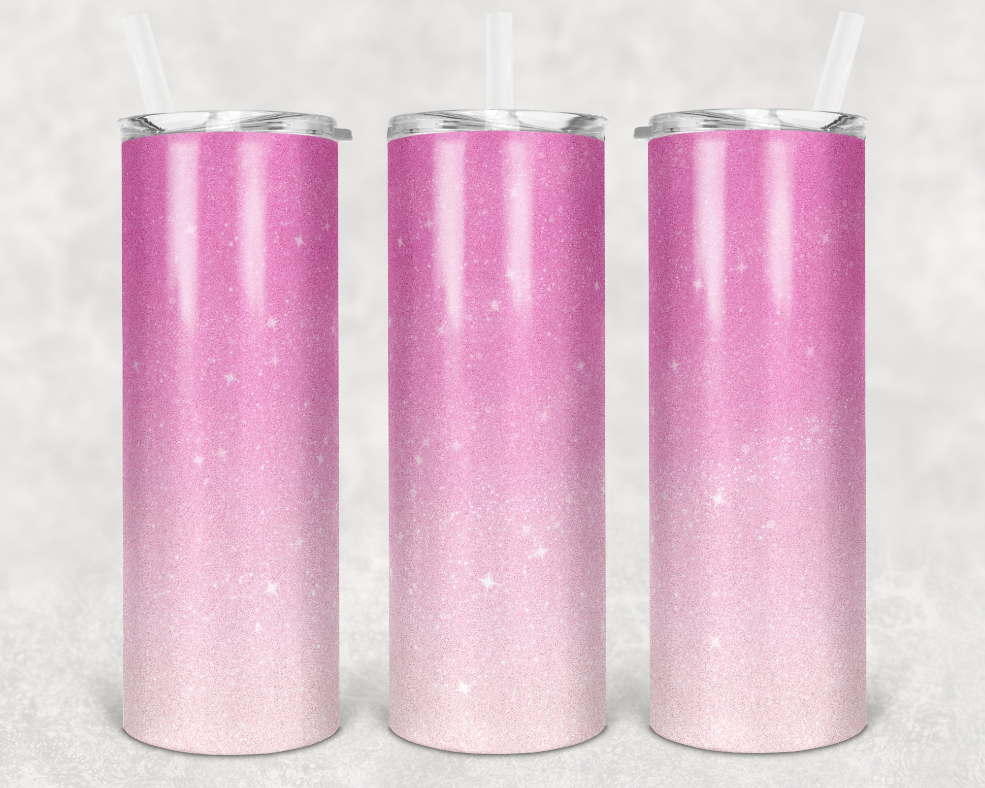 20 Oz Skinny Tumbler Sublimation Design Template Glitter Ombre Pink ...