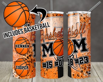 Basketball Mom Tumbler Personalize Players Names With Ball Sublimation Template Design Digital Download PNG Instant DIGITAL ONLY