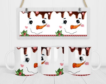 Sublimation Coffee Mug Hot Cocoa Christmas Hot Chocolate Mug Snowman Candy Cane Sublimation Design Digital Download PNG DIGITAL ONLY