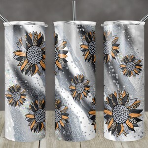 20 oz Skinny Tumbler Sublimation Design Template Glitter Milky way Silver Gray White Sunflower Leopard Straight Design Digital Download PNG