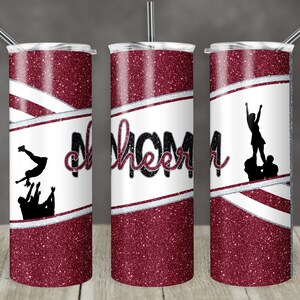 20 oz Skinny Tumbler Competition Cheer Glitter Sublimation Design Download PNG Instant DIGITAL ONLY Cheer Mom w Blank Competitive maroon