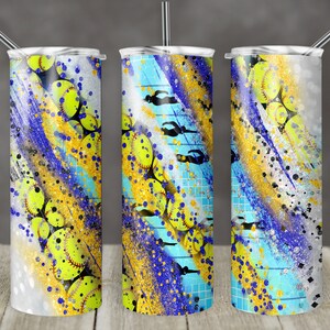 20 oz Skinny Tumbler Sublimation Template Milky Way Softball Swim Gold Royal Blue Straight Design Digital Download PNG tumblers