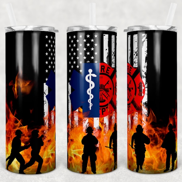 20 oz Skinny Tumbler Sublimation Design Template Firefighter Fire Dept EMS Design Digital Download PNG Inst DIGITAL Only rts tumblers Tamara