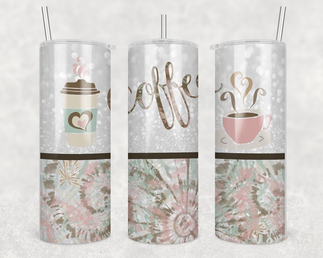 20 Oz Skinny Tumbler Sublimation Design Template Coffee Pastel Tiedye ...