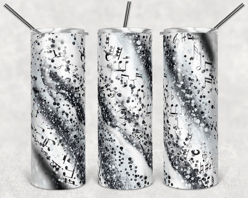 20 Oz Skinny Tumbler Sublimation Template Agate Milky Way Black White ...