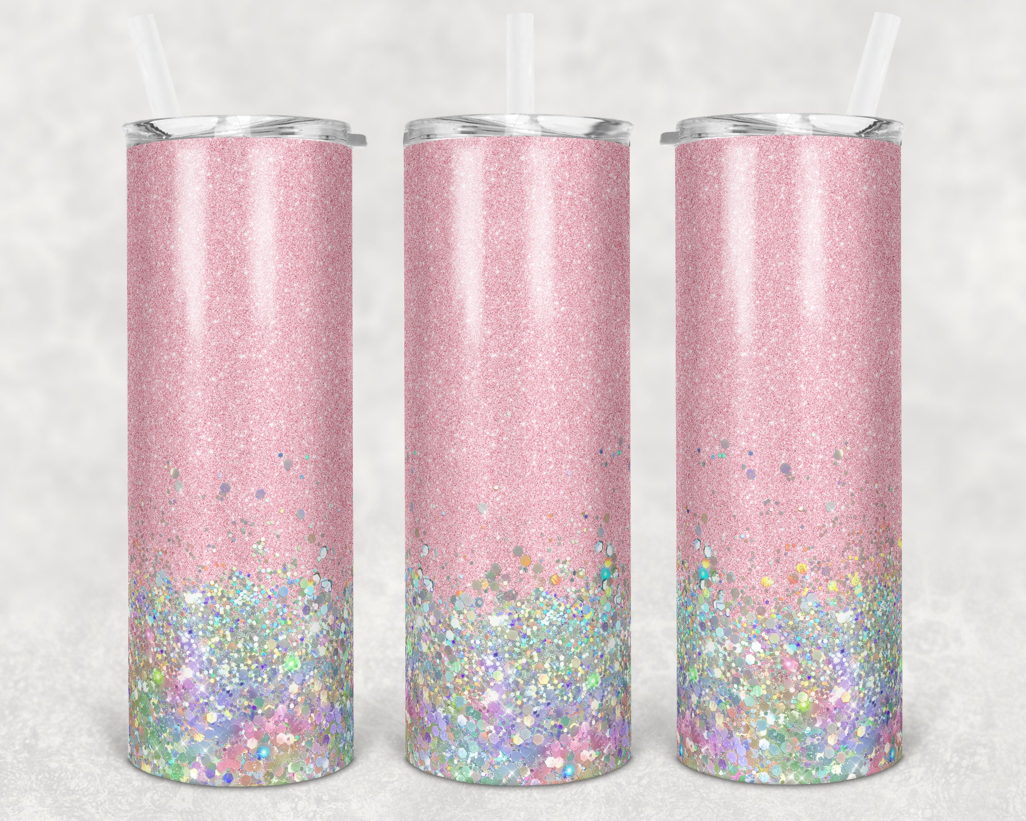 20 Oz Skinny Tumbler Sublimation Design Template Glitter Pink ...