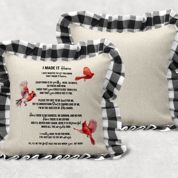 Sublimation Design for Pillows Memorial Design Poem I made it home Digital Download PNG DIGITAL add to pillows shirts and more Cardinal