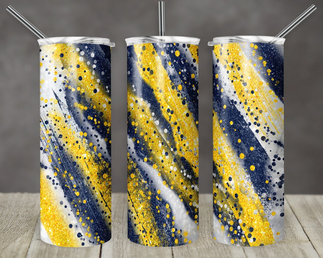 20 Oz Skinny Tumbler Sublimation Template Agate Milky Way Navy Gold ...
