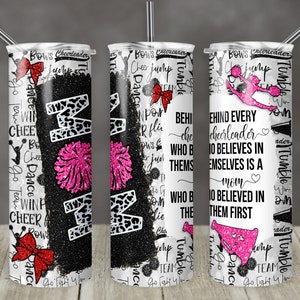 20 oz Skinny Tumbler Cheer Mom Glitter Red and Pink Black Sublimation Design  Digital Download PNG Instant DIGITAL ONLY Cheer Mom Quote