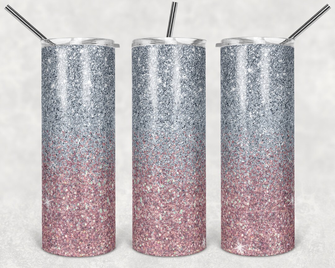 20 Oz Skinny Tumbler Sublimation Design Template Glitter Ombre Pink ...