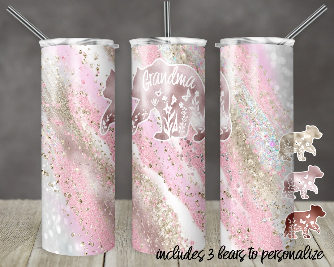 20 Oz Skinny Tumbler Sublimation Design Grandma Bear Milky Way Pinks ...