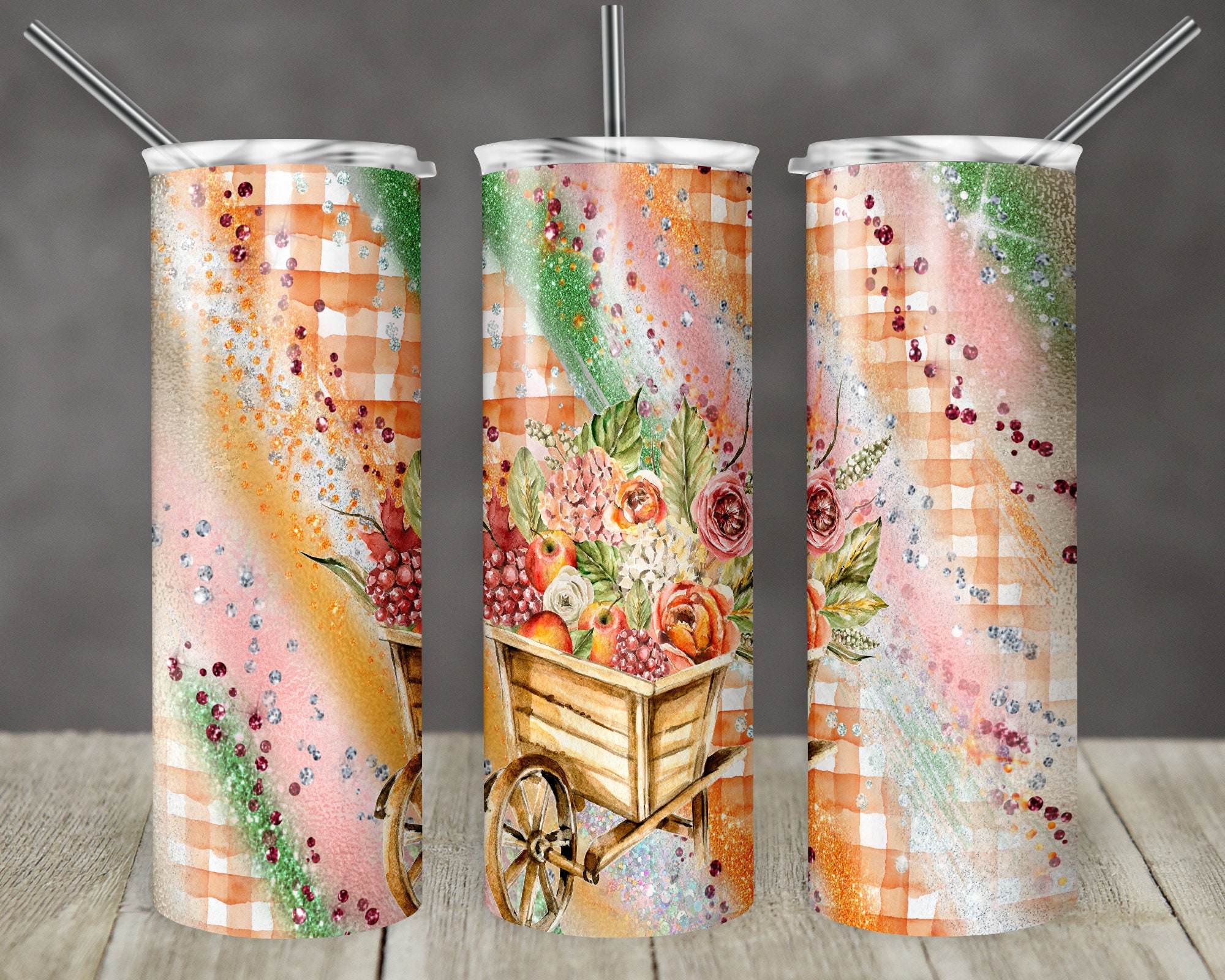20 Oz Skinny Tumbler Sublimation Design Template Glitter Milky Way ...