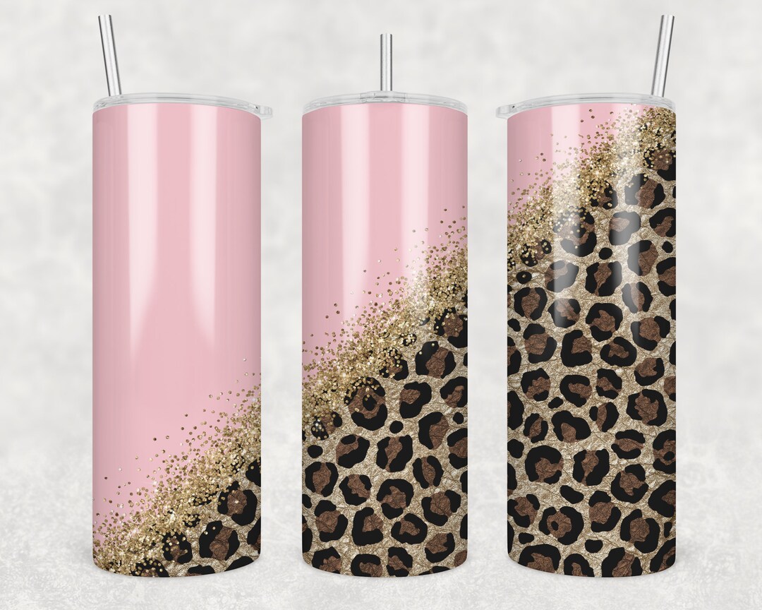 20 Oz Skinny Tumbler Sublimation Design Template Glitter Gold Pink ...
