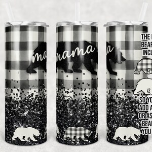 20 oz Skinny Tumbler Sublimation Design Template Mama Bear Add your own Bears Glitter Digital Download PNG Instant DIGITAL ONLY Mothers Day