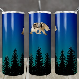 20 & 15 oz Skinny Tumbler Sublimation Design Template Gradient Papa Bear Add your own Bears Digital Download PNG Instant DIGITAL ONLY Mother