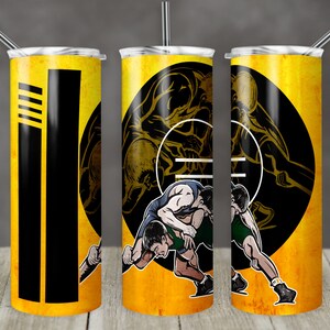 20 oz Skinny Tumbler Coach Wrestling Add Name Blank Gold Black Image Sublimation Design Digital Download PNG Instant DIGITAL ONLY